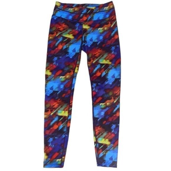 Athleta Sonar Colorburst Athletic Tights Multicolor Leggings Zip Pocket Small - Picture 1 of 9